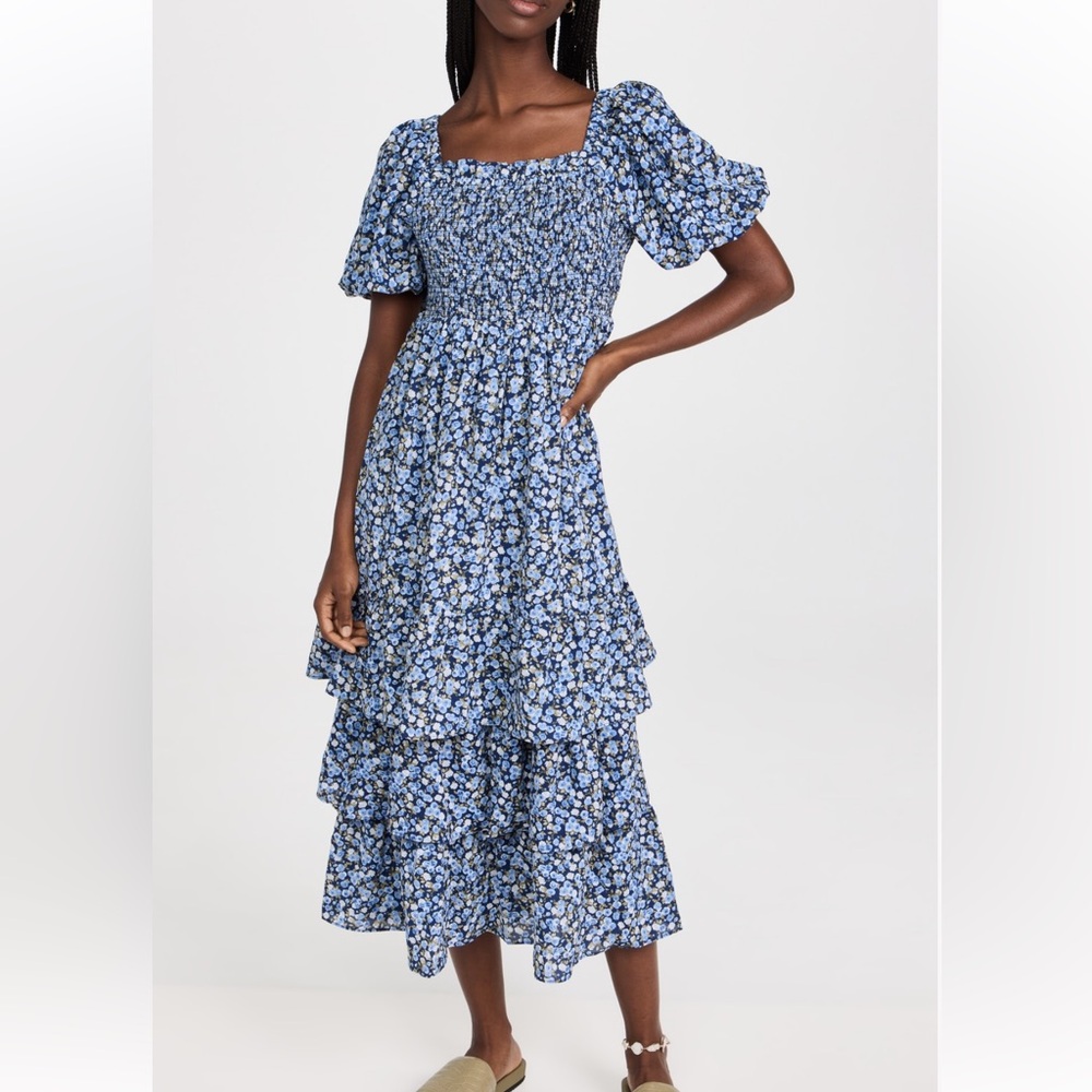 English Factory textured floral printed maxi dress